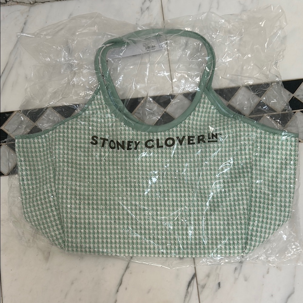 Stoney Clover Lane Scoop Tote-Tweed-Mint-Cherry on Top Collection.